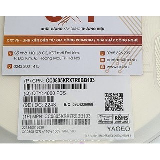 Tụ không phân cực 0805 10%