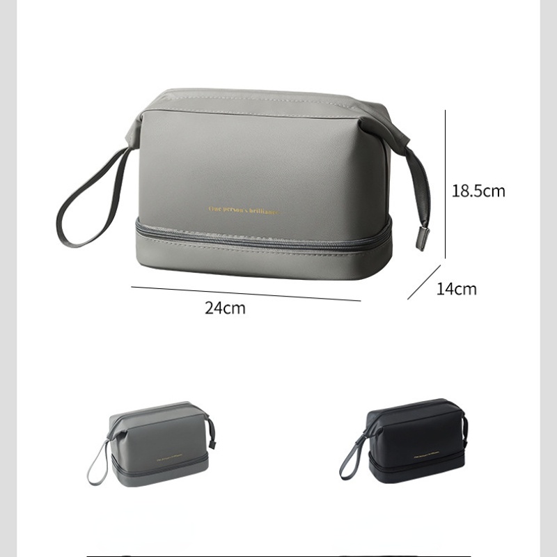 Túi Da PU Hai Lớp Đựng Đồ Trang Điểm Đi Du Lịch Kích Thước Lớn Mới