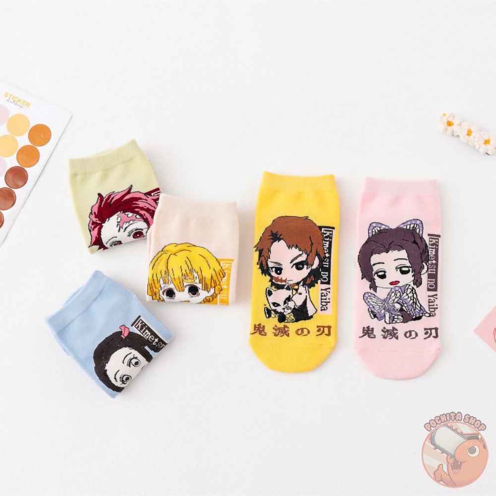 Tất Cổ Ngắn In Hình Demon Slayer Đáng Yêu, Vớ Nam Nữ Cotton Họa Tiết Kimetsu No Yaiba Anime Manga Cute Mùa Hè Thu Đông