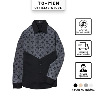 Sơ mi nam nữ loang in họa tiết lv, áo sơ mi dài tay chất đũi mềm mát thời trang hot trend