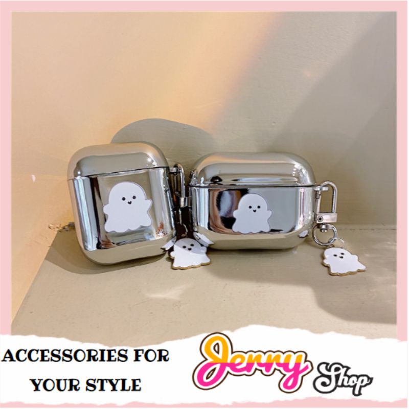 Vỏ Đựng Ốp Case Ma Trắng Bảo Vệ Airpods Chống Va Đập Bám Bụi 1/2,3,Pro - Jerry Shop
