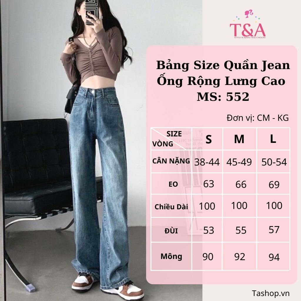 Quần Jean Nữ Màu Xanh Retro Ống Rộng Lưng Cao Uzllang Mặc Lên Cực Tôn Dáng Siêu Hot - 552