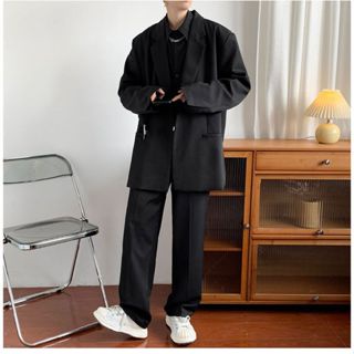 Kyushuadid | Áo Khoác blazer Dáng Rộng Phối Nút Khóa Thời Trang Cho Nam