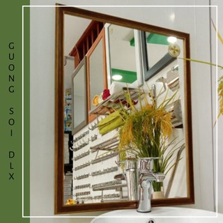 Gương Treo Nhà Tắm Khung Màu Gỗ Tự Nhiên Màu Vân Gỗ Xoan Đào GS128 45x60cm