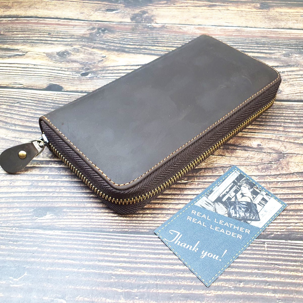 Ví dài cầm tay nam da bò sáp WL119  - BH 3 Năm, ví da nam công sở