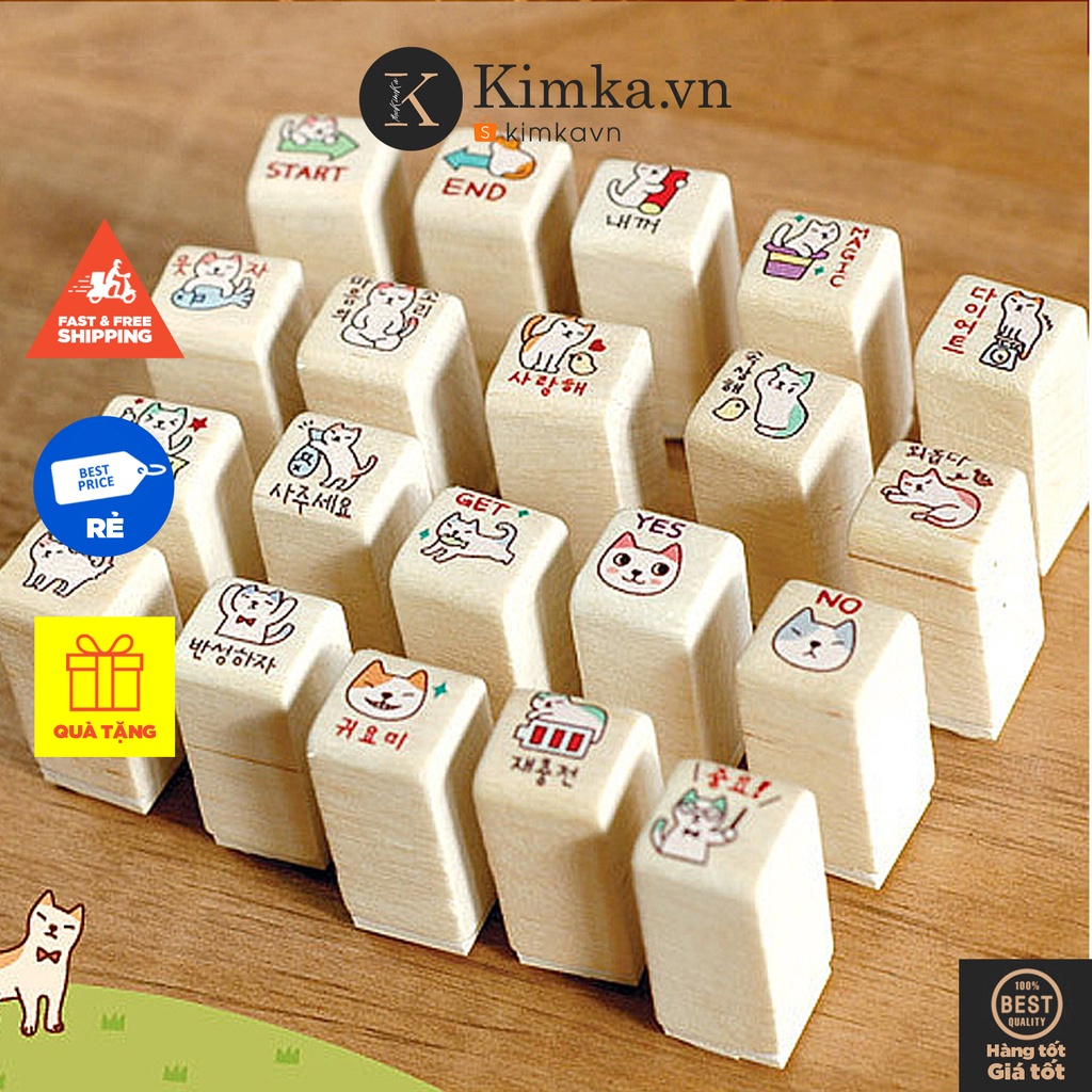 (280) Hộp 20 Con Dấu Hình Dễ Thương Kèm Mực 4 Màu