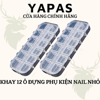 Khay đựng đá nail , hộp đựng đá nail 12 ô có nắp cậy, khay để phụ kiện nail mi đồ móng