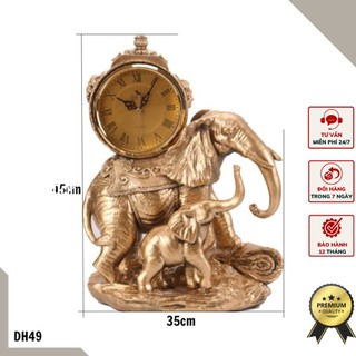 Đồng hồ để bàn hình tượng voi mẫu tử mang phong cách tân cổ điển mộc mạc và thanh lịch DH49.