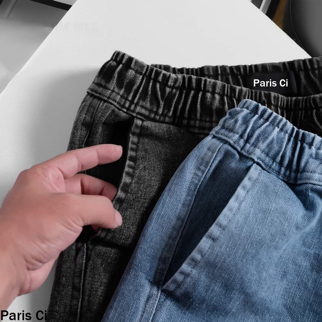 Quần Short Jean Xanh Bạc , Form Trên Gối Co Giãn Thoả Mái