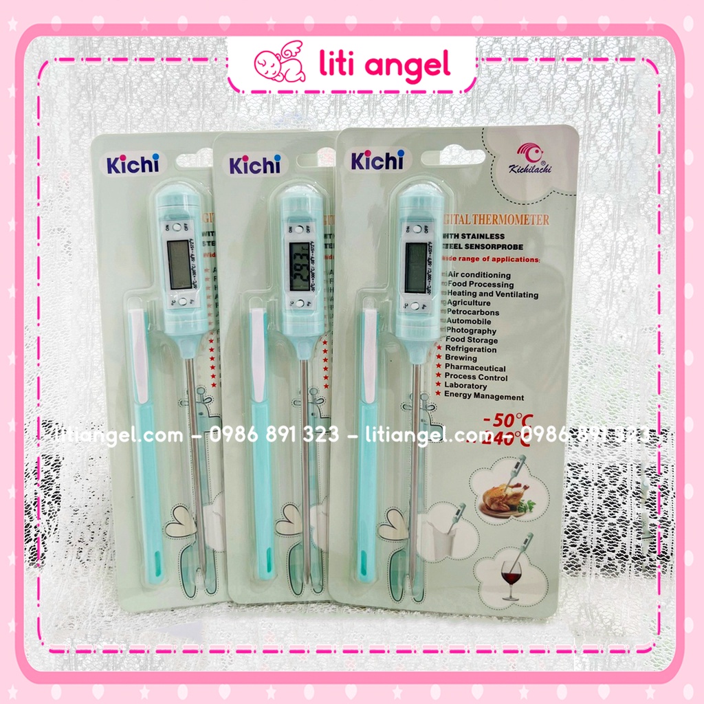 Nhiệt kế đo nước pha sữa cho bé Kichilachi, Que Đo nhiệt độ sữa, cháo, nước, thức ăn chuyên dụng