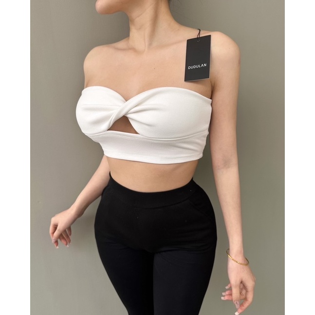 Áo ống xoắn croptop hai lớp ANNAKIKI chất thun tăm- A62