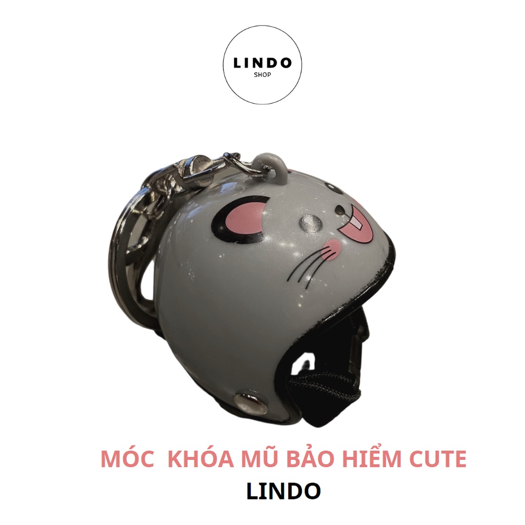 Móc Khóa Mũ Bảo Hiểm Dễ Thương LINDO, quà tặng đáng yêu, Móc Khóa Treo Balo, Cặp