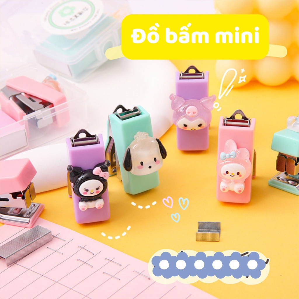 Đồ bấm giấy siêu mini Sanrio kèm kim bấm purpleheartbora