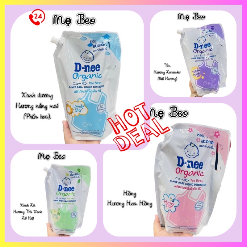 Nước giặt quần áo em bé sơ sinh D-nee, dnee newborn 2in1 chuẩn Thái Lan