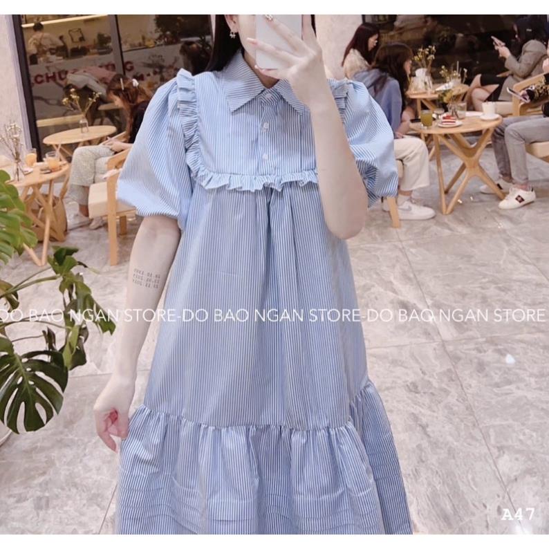 VÁY NỮ KẺ SỌC BÈO NGỰC ĐUÔI CÁ LI NGANG