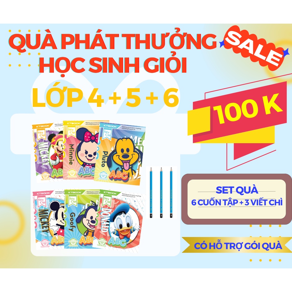 Combo quà tập học sinh cao cấp KTBOOK phát thưởng dành cho học sinh giỏi lớp 4,5,6,7