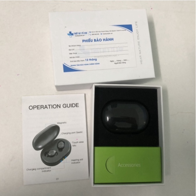 Máy trợ thính không dây siêu nhỏ Goodmi GM-305, tai nghe trợ thính không dây cảm ứng