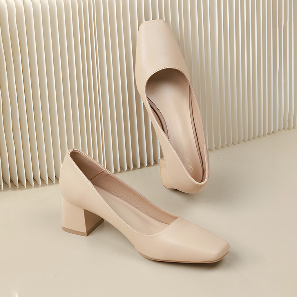Giày cao gót đế vuông basic, giày cao gót mũi vuông thanh lịch cao 5cm_AA0388