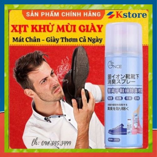 Chai Xịt Hết Mùi Hôi Giày Dép, Ngừa Hôi Chân ,Tủ Kệ Để Giày Công Nghệ Nano Bạc không gây kích ứng da, dung tích 260ml
