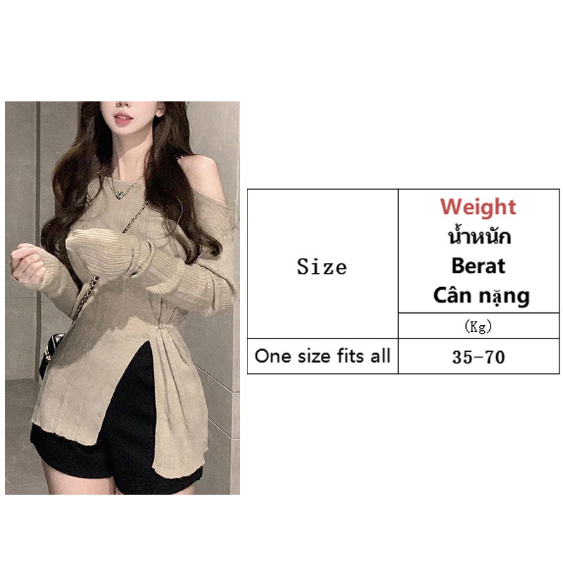 Xiang Nian Ni Áo Sweater Dệt Kim Tay Dài Hở Vai Phong Cách Trung Hoa Thời Trang Cho Nữ