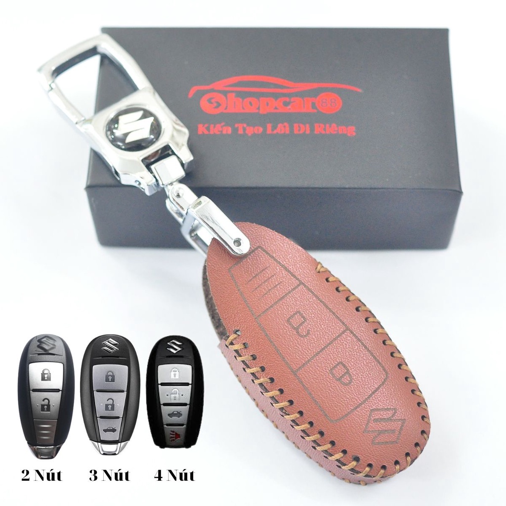 Bao Da chìa khoá xe Suzuki Ciaz, Swift, Ertiga, XL7... mẫu chuẩn như hình. Da bò thật nhiều màu