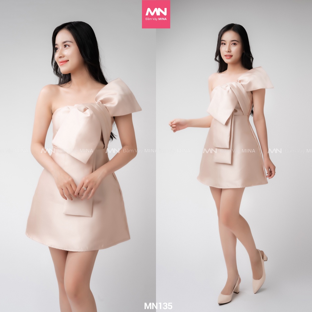 Đầm dự tiệc MINA cúp ngực màu hồng vải Taffta dáng ngắn mini xinh xắn siêu yêu MN135