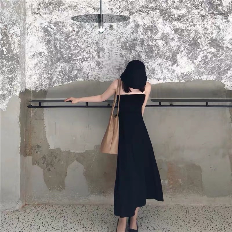 Váy Len Tăm 2 Dây Dáng Dài Chất Co Dãn Siêu Siêu Tôn Body Mix Đồ Dễ Mặc Cực Xinh