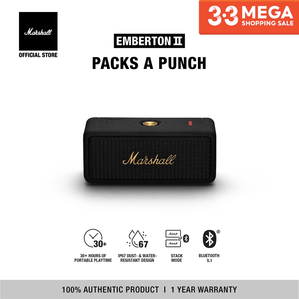 Loa Bluetooth Marshall Emberton II Portable - 1 năm bảo hành