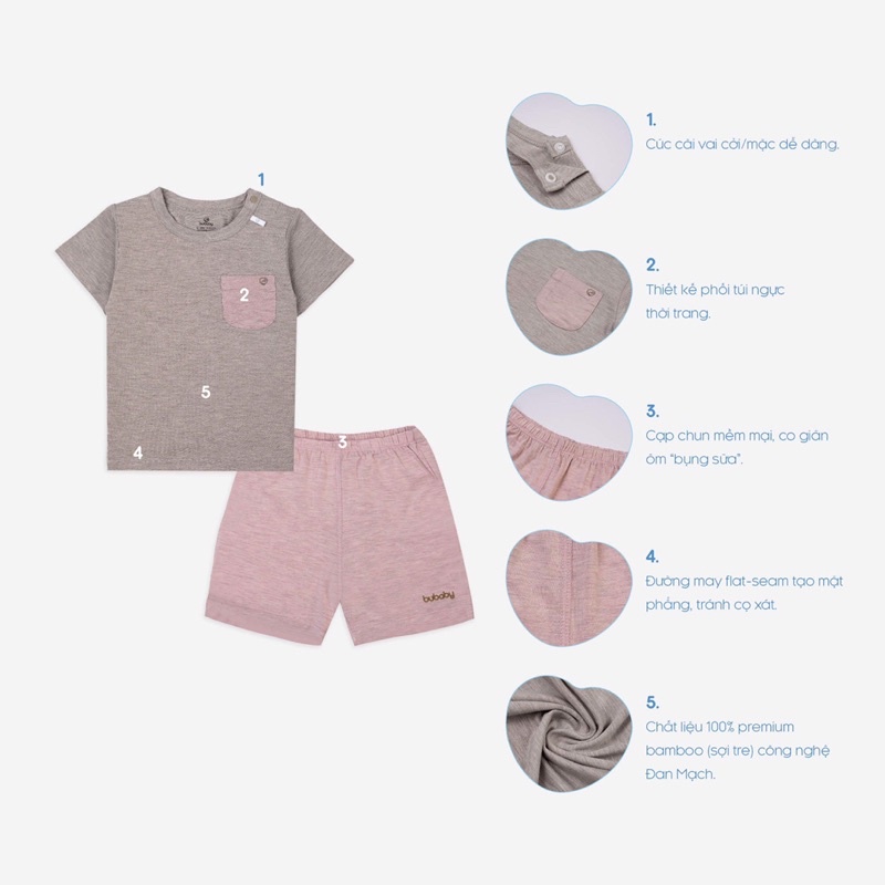 Bubaby-Bộ ngắn tay cài vai - Bambus BBB130103