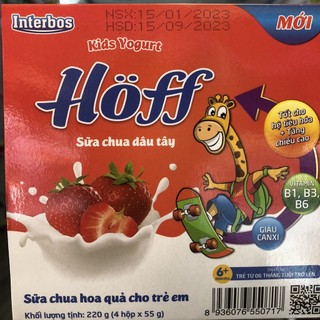 Sữa Chua Hoff Cho Bé 4 Vị[dâu tây , táo , nguyên bản , chuối]