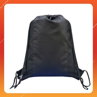 TẶNG VÍ MINI_ Balo nam nữ dây rút BL235 gấp gọn FULL ĐEN chất vải dù chống thấm nước có ngăn kéo trong phối lưới