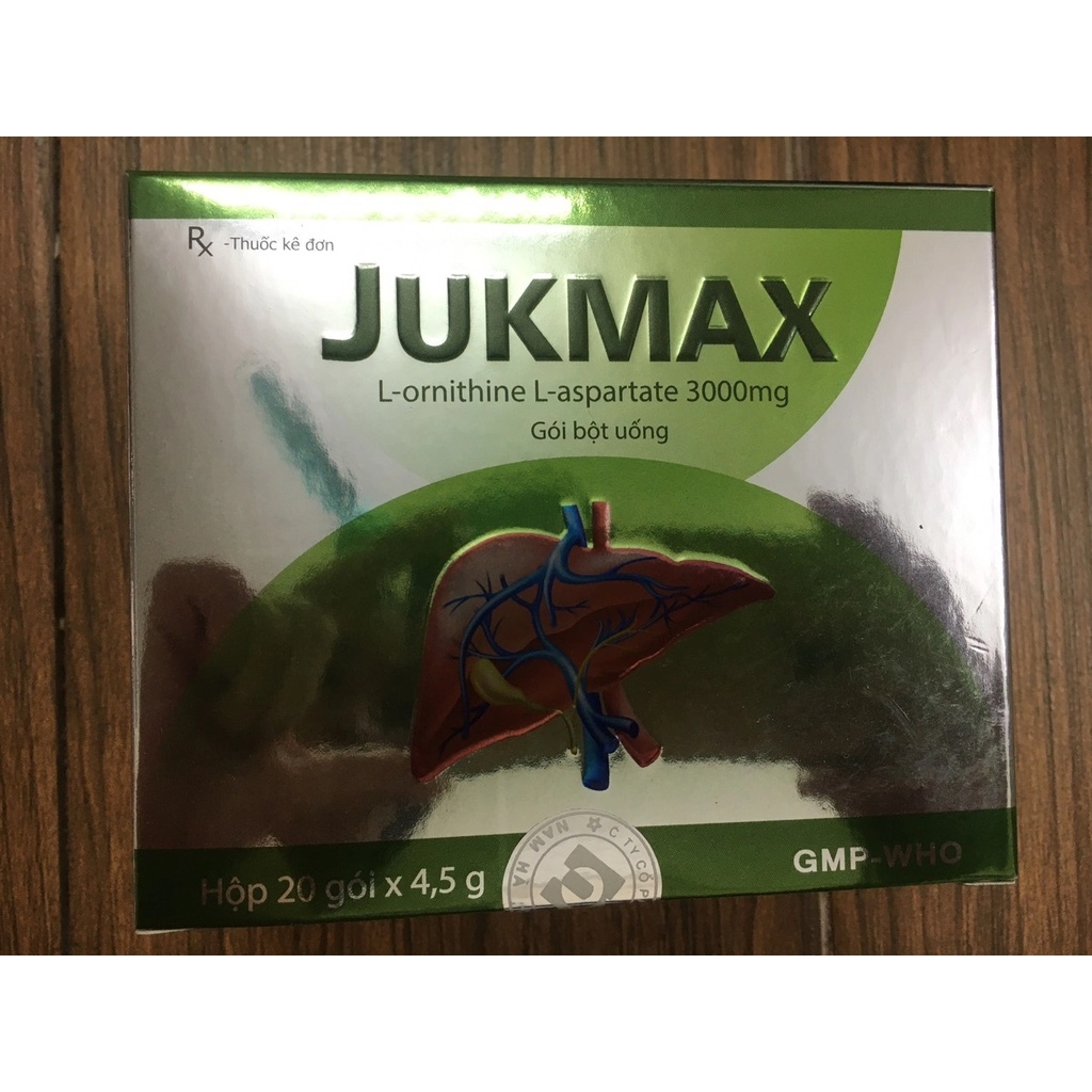 Bổ gan Jukmax L Ornithine L Aspartate 3000mg giúp giải độc gan, hạ men gan , giảm nhanh viêm gan, xơ gan Hộp 20 gói