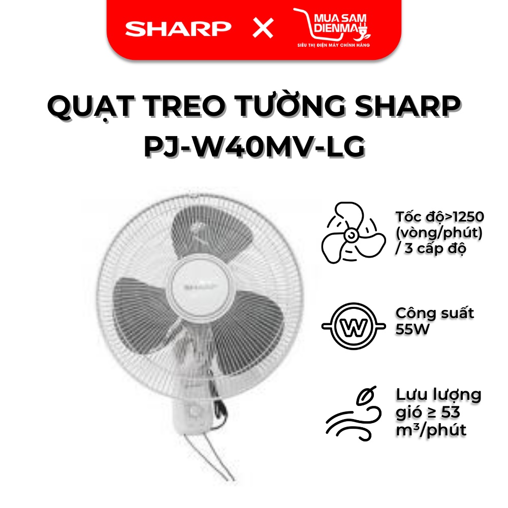 Quạt treo tường Sharp PJ-W40MV-LG -- Hàng chính hãng --