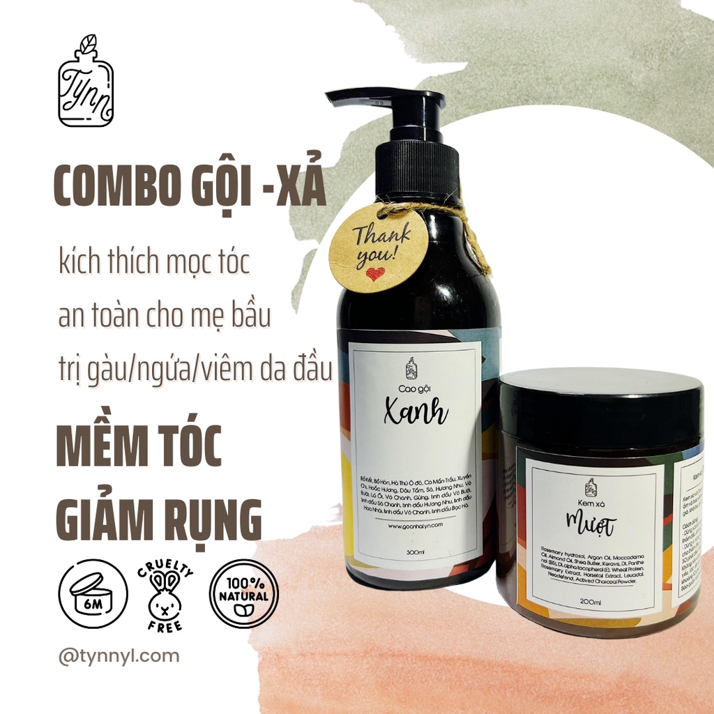 Combo GỘI - XẢ thảo mộc thiên nhiên