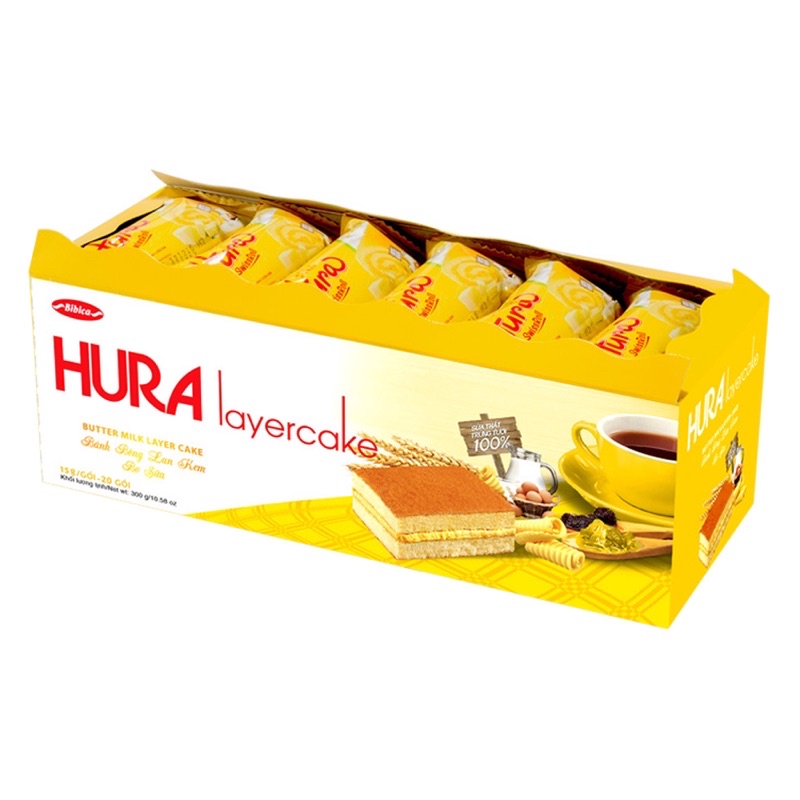 Bánh Bông Lan Hura Layercake Khay 300gr Bibica