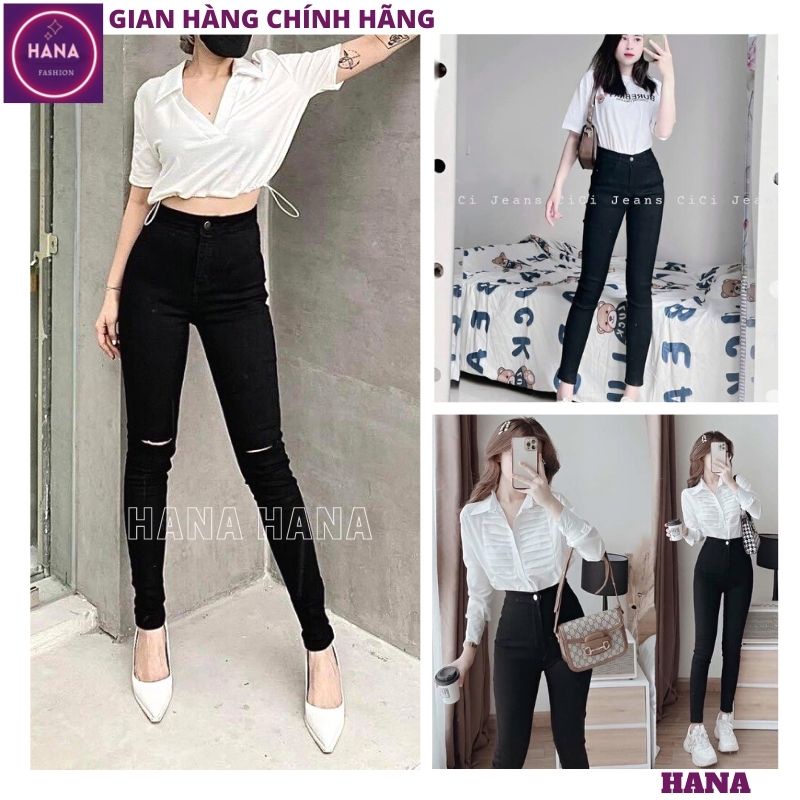 Quần kaki đen dài co giãn nâng mông, Quần tregging nữ cạp cao dài dáng thun ôm bó legging skinny vải giữ nhiệt - HANA