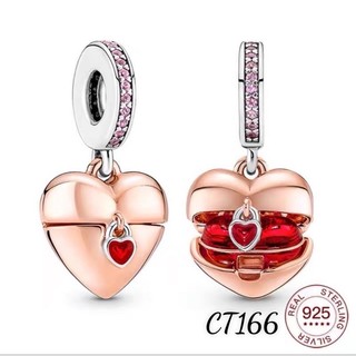 Charm treo pan ale vàng hồng tim đỏ bạc s925 cao cấp
