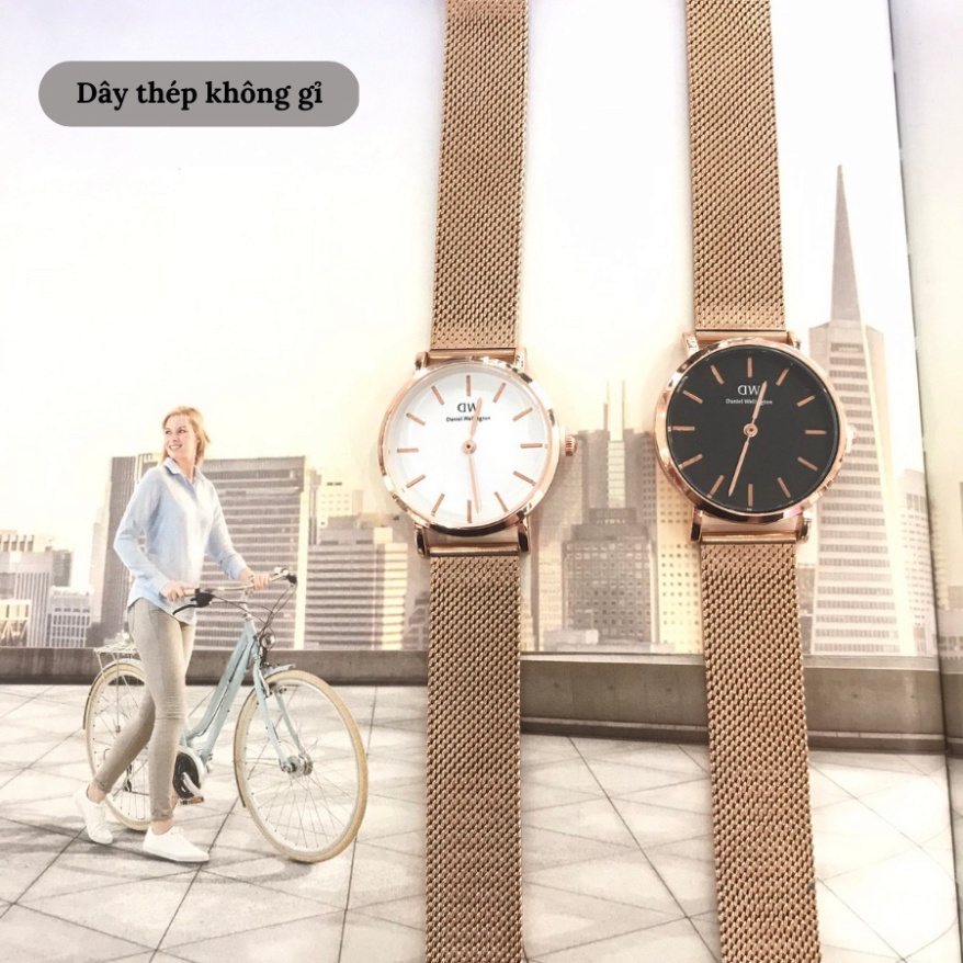 Đồng hồ Daniel Wellington Petite DW0010021 unisex mặt kính Mineral chống xước, chống nước 3 ATM dây thép đeo tay cao cấp