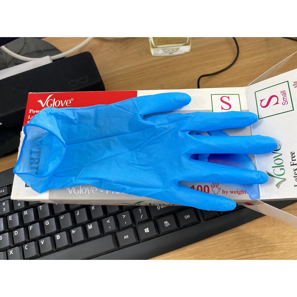 Găng tay y tế | gang tay nitrile xanh không bột hộp 100 chiếc