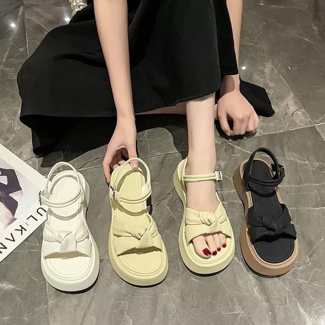 (Hàng Qc FullBox) Sandal nữ quai chéo Thắt Nơ chất Da Cao cấp Cendy
