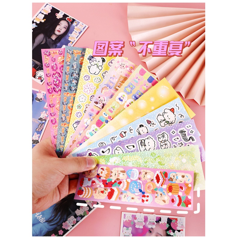 Bộ Nhãn Dán Sticker Hình Dán Kim Tuyến Hàn Quốc Dễ Thương Decor Toploader