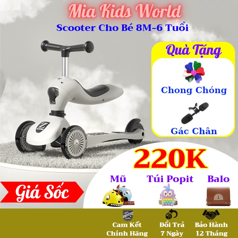 Xe scooter cho bé Zinbang, scoot and ride cho bé từ 1-6 tuổi, bánh xe phát sáng - Xe trượt scooter Zinbang