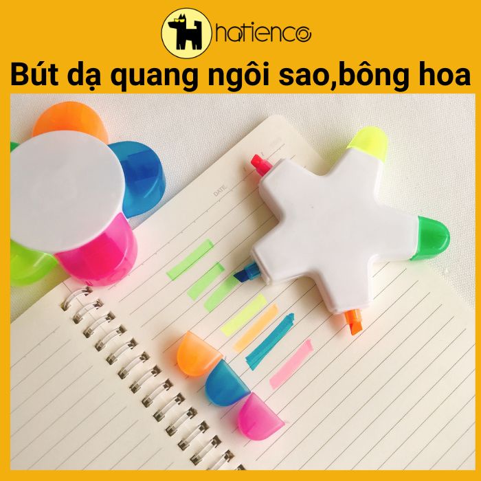 Bút highlight, bút dạ quang 5 màu hình ngôi sao, bông hoa 5 cánh