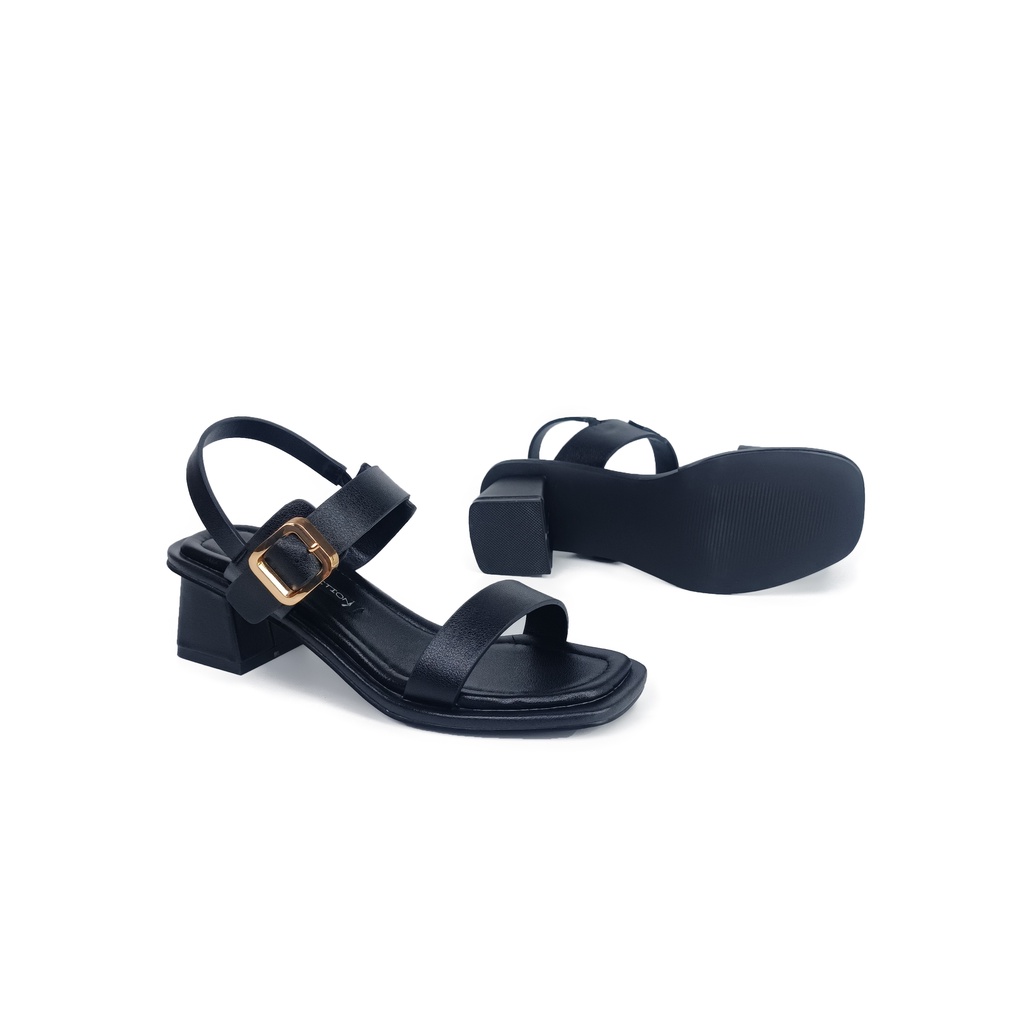 Giày sandal gót vuông 5p quai ngang da cao cấp cực mềm HADU M345 - BH 24 tháng