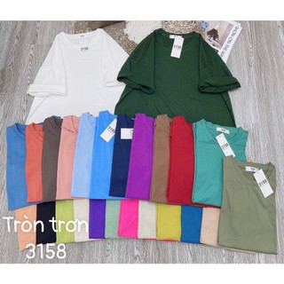 Áo phông trơn cotton khô 3158,form rộng,tay lỡ