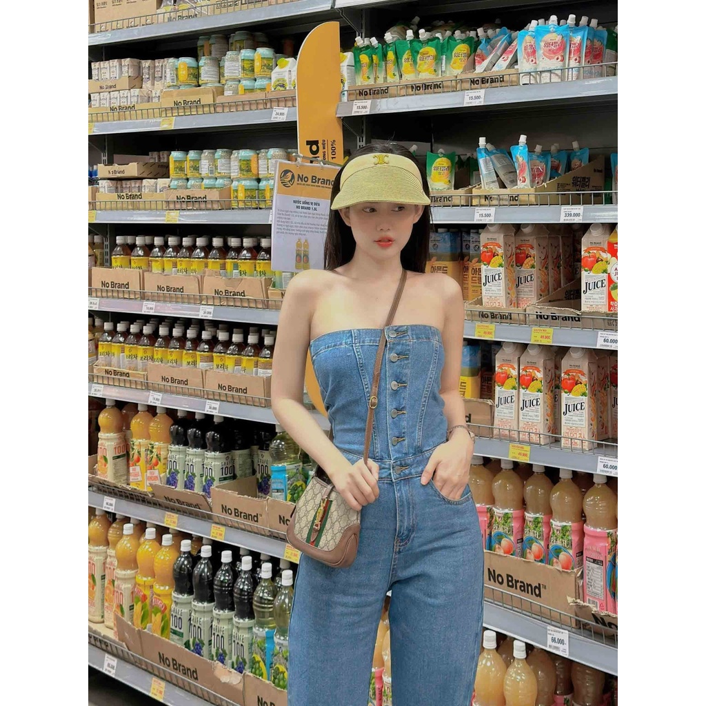 Jumpsuit Nữ Jean Off-Shoulder, Chất Jean Thoải Mái, WJS000042, SOMEHOW | BigBuy360 - bigbuy360.vn