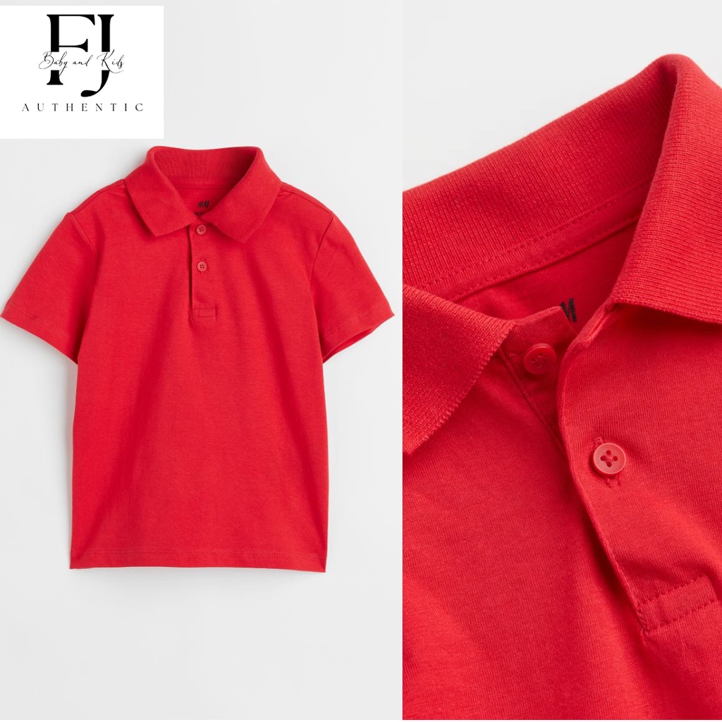Áo polo bé trai chính hãng HM áo thun cộc tay cotton  thoáng mát, co giãn cho bé 1 đến 10 tuổi - FUJI AUTHENTIC
