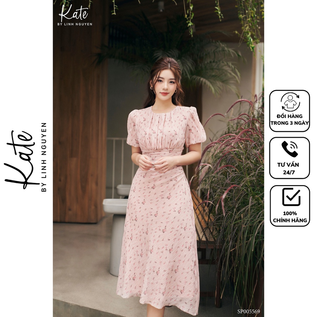 Váy hồng dập nếp 5569 thời trang Kate by Linh Nguyen