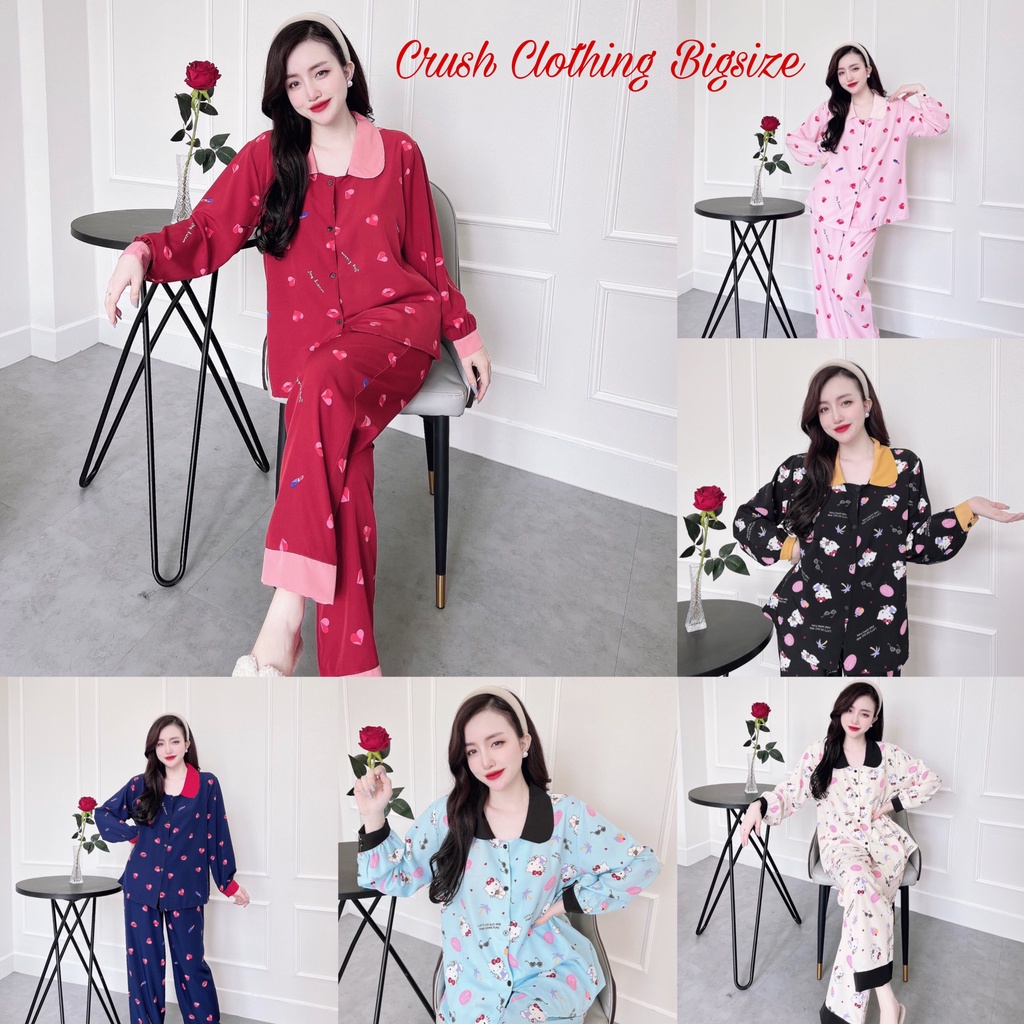 Pyjama Đồ Bộ Bigsize 55-100kg Diện cực Đẹp Chất Satin Cao Cấp
