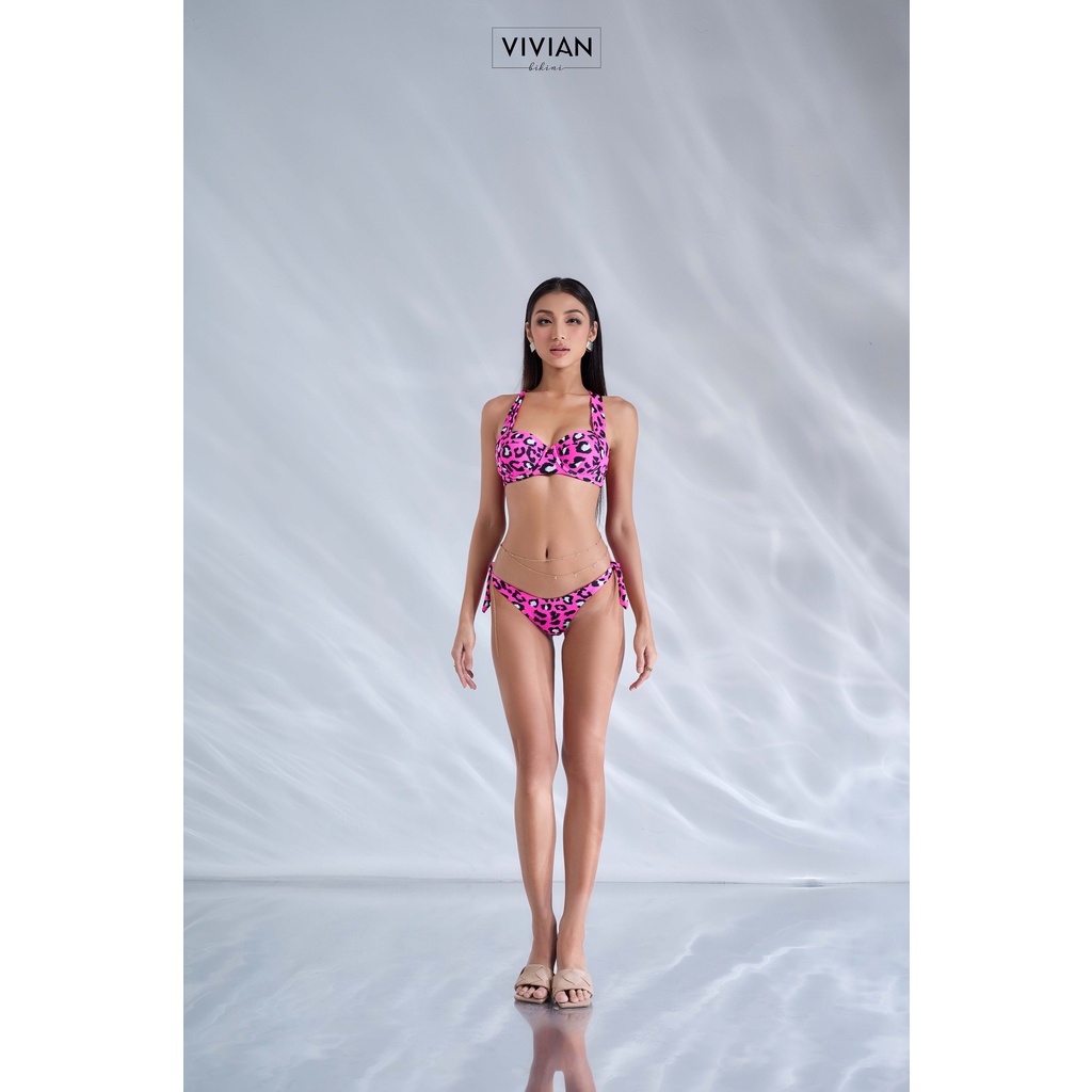 Đồ bơi nữ cao cấp 𝐕𝐈𝐕𝐈𝐀𝐍 dạng hai mảnh lưng thấp áo gọng - Hồng - VS163_PK